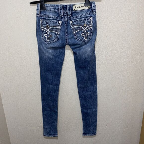 Rock Revival Elean For Women’s Skinny Jeans Size 25 Blue Low Rise - Picture 3 of 6
